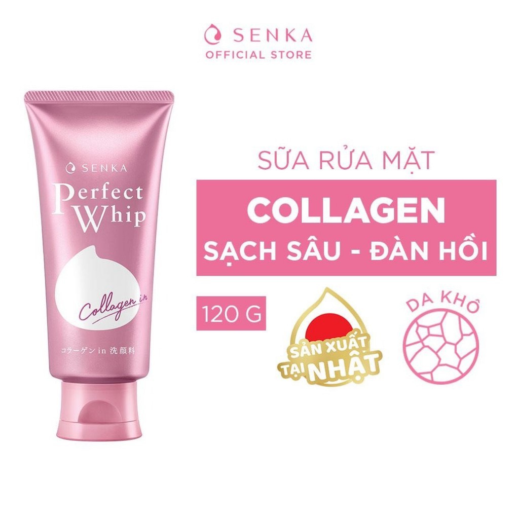 Sữa rửa mặt tạo bọt bổ sung Collagen Senka Perfect Whip Collagen In 120g