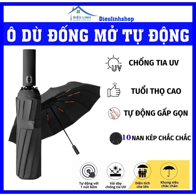 Dù tự động Ô Dù tự đống mỡ, Ô dù tự động thông minh cao cấp che mưa đi nắng chống tia UV dieulinhshop