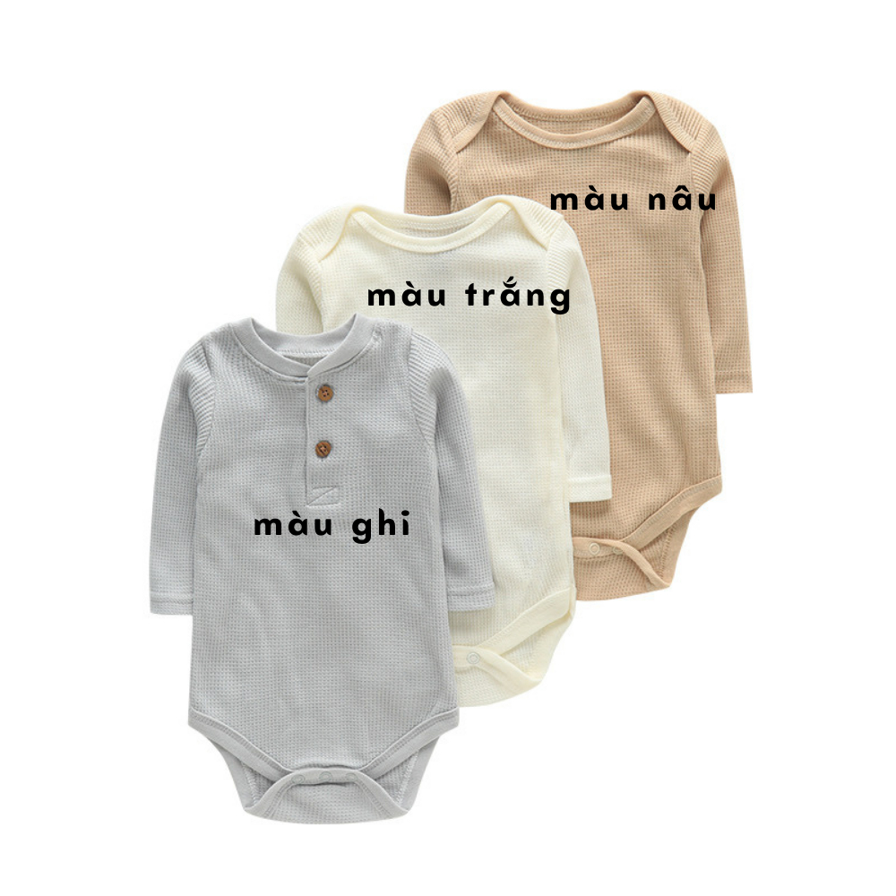 Body chip dài tay cho bé chất cotton mềm mát, bodysuit size từ 0-9 tháng BDT06