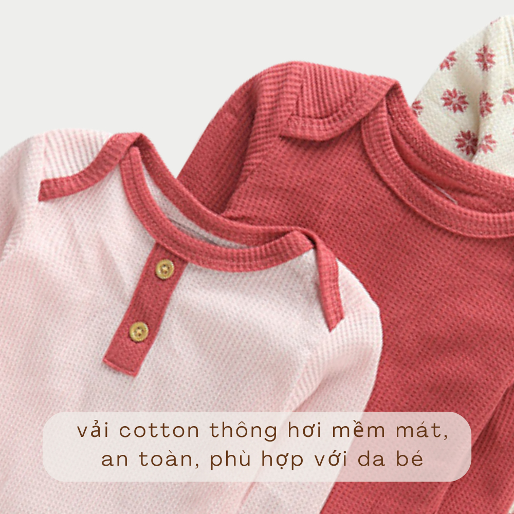 Body chip dài tay cho bé chất cotton mềm mát, bodysuit size từ 0-9 tháng BDT06