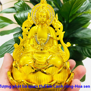 Tượng phật bà Quan Thế Âm cánh lửa hoa sen đặt taplo xe ô tô, xe hơi PKN-154