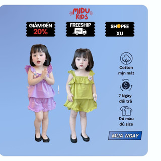 Quần áo trẻ em bé gái dây phối bèo cách điệu chất cotton mềm mát cao cấp cho bé nhà MiDuKid