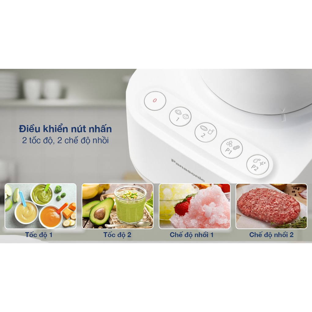 Máy xay sinh tố Panasonic MX-MG5351WRA hai cối thủy tinh, xay được đá lạnh, chính hãng, bảo hành 12 tháng