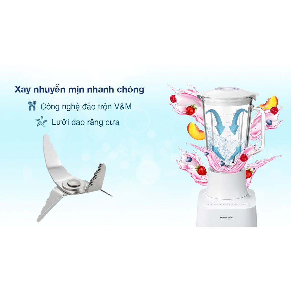 Máy xay sinh tố Panasonic MX-MG5351WRA hai cối thủy tinh, xay được đá lạnh, chính hãng, bảo hành 12 tháng