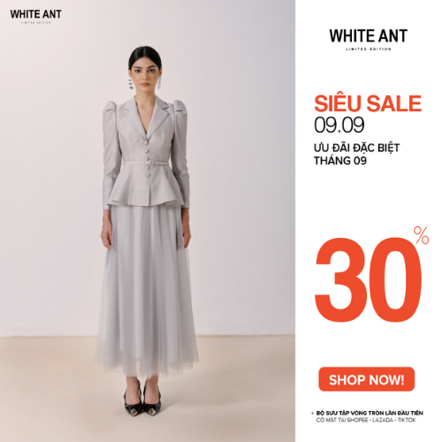 Chân Váy Lưới Xòe Nữ White Ant, Hàng Thiết Kế Cao Cấp 3 LAYERS MIDI TULLE SKIRT