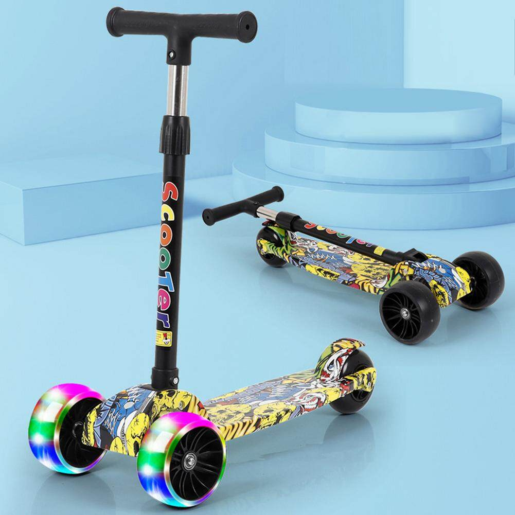 Xe Scooter cho bé trượt Graffiti ACK Có Nhạc Có Đèn, Gấp gọn thông minh bánh xe phát sáng, đồ chơi trẻ em
