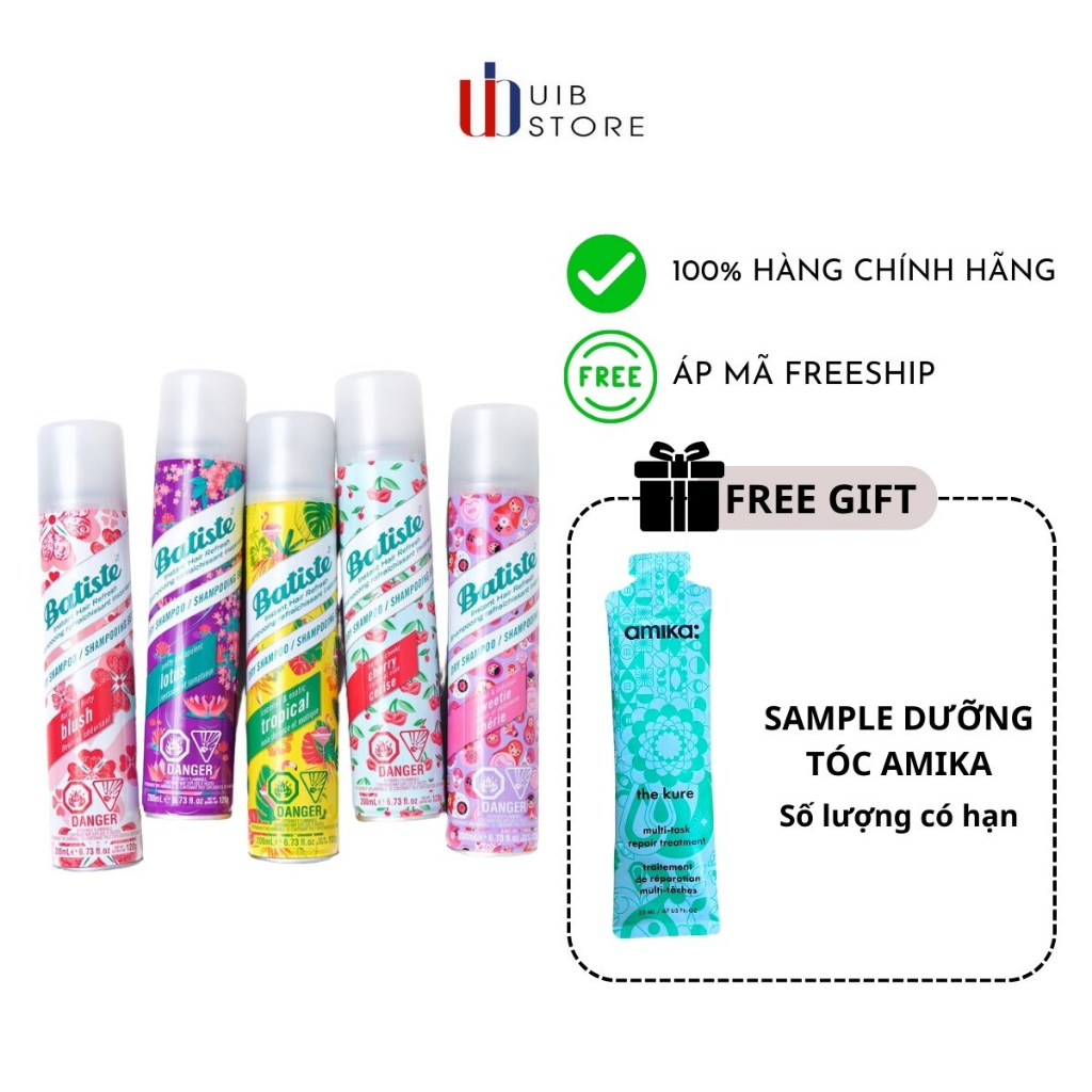 Dầu Gội Khô Batiste Dry Shampoo 200ml Hết Ngứa, Hết Bết Dính Tóc Bồng Bềnh Tức Thì