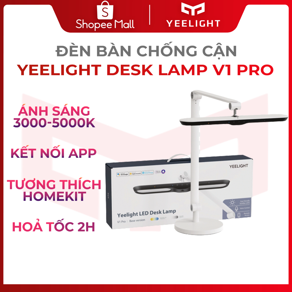Đèn bàn Yeelight Desk Lamp V1 Pro chống cận, hỗ trợ Mihome Homekit công suất 12W - BH 12 tháng