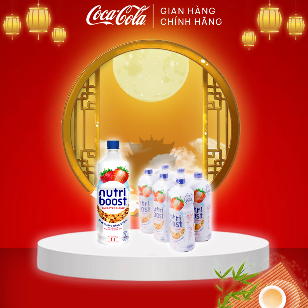 Combo 6 chai Nước Uống Sữa Trái Cây Nutri Boost Hương Dâu Chai 1L/chai