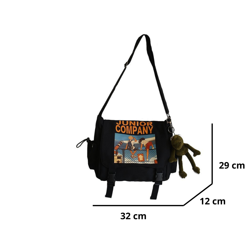 Túi đeo chéo nam nữin hình hoạt hình anime vải canvas phong cách hàn quốc đi học đi chơi du lịch đựng sách vở