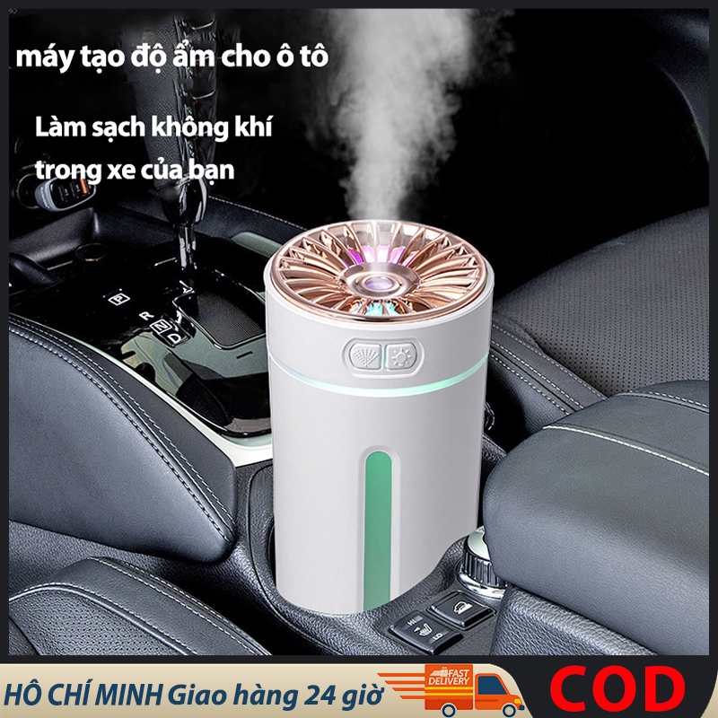 Máy khuếch tán tinh dầu xe ô tô hơi phun sương khử mùi,Máy xông tinh dầu ô tô Sạc Pin, Đèn ngủ đầy màu sắc hương liệu