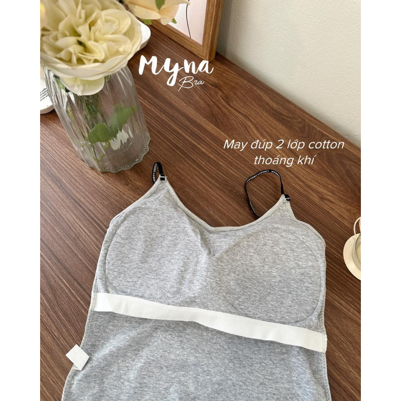 Áo bra 2 dây, áo 2 dây Myna Bra chất cotton có sẵn đệm ngực Bra3639
