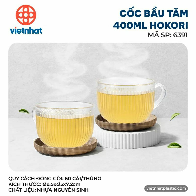 Cốc uống nước, trà, uống cà phê nhưa meka trong suốt hokori( cốc bầu tăm)