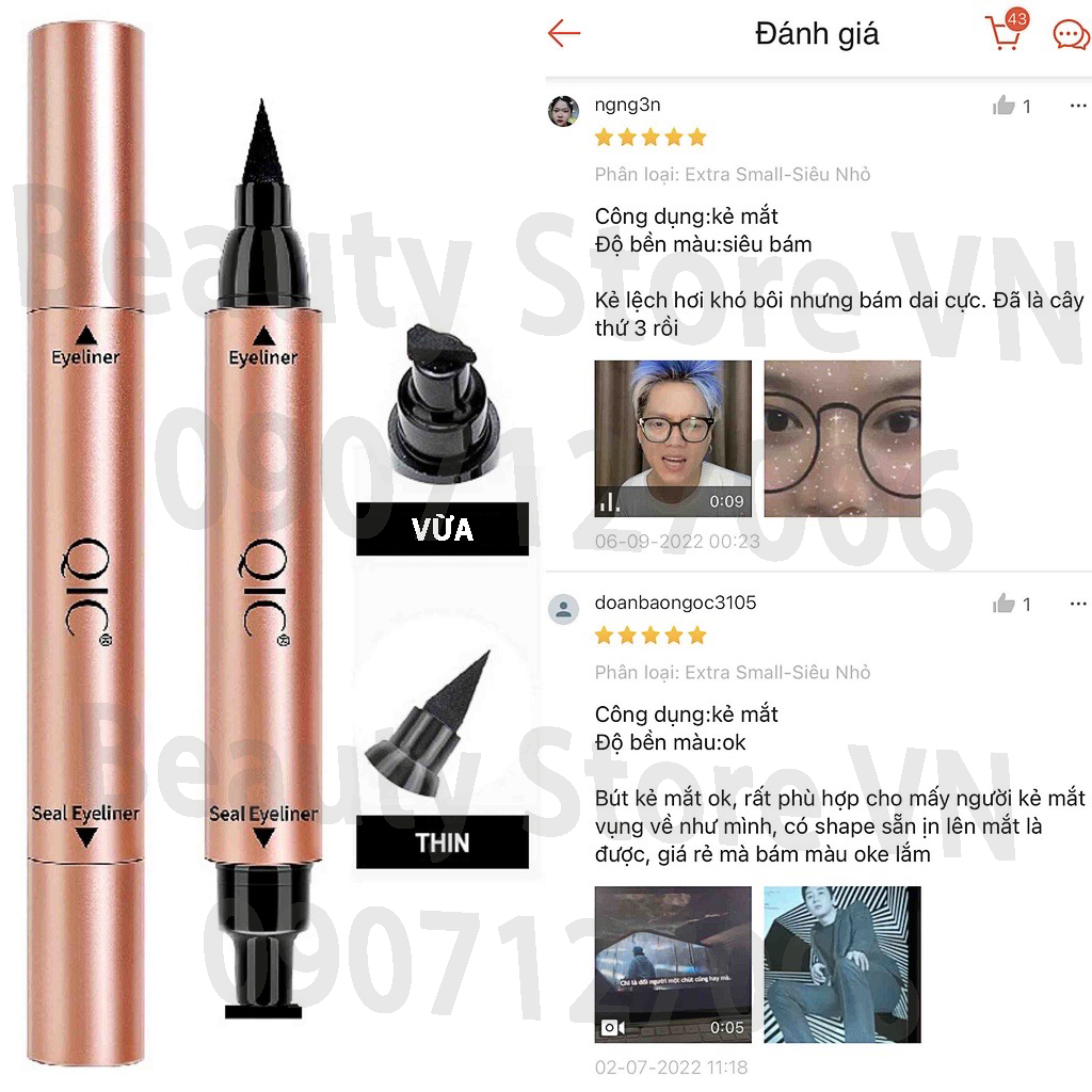 Bút Kẻ Mắt Nước 2 Đầu Nhấn Đuôi Mắt Lâu Trôi