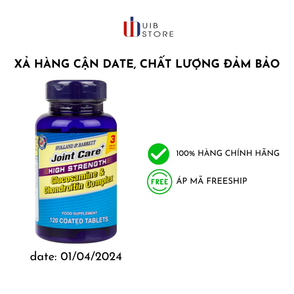 Viên Xương Khớp Holland & Barrett High Strength Glucosamine & Chondroitin Complex 30 Tablets (EXP : 1/4/2024)