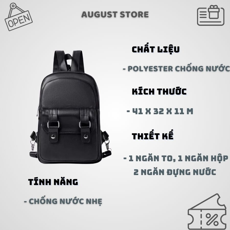 Balo da thời trang chất liệu da PU cao cấp, balo đi học nam nữ, đựng vừa laptop 15.6 inch