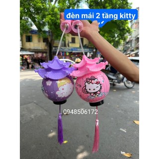Đèn lồng trung thu 2 mái đình loại to đẹp mới nhất có đèn có nhạc tặng kèm pin