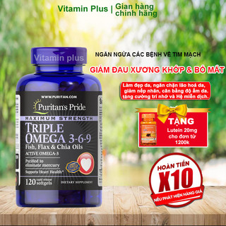 Omega 369 đẹp da tăng cường hệ miễn dịch  Premium Maximum Strength Triple Omega 120 viên