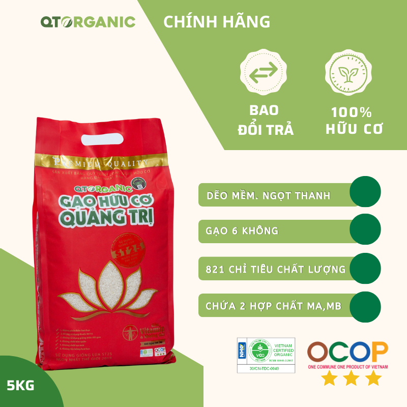GẠO HỮU CƠ QUẢNG TRỊ ST25 - SIÊU NGON, DẼO MỀM