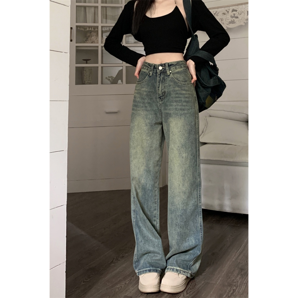 Quần Jeans Nữ Ống Suông , Quần Bò Nữ Ống Rộng Màu Xanh Siêu HOTTREND TL28