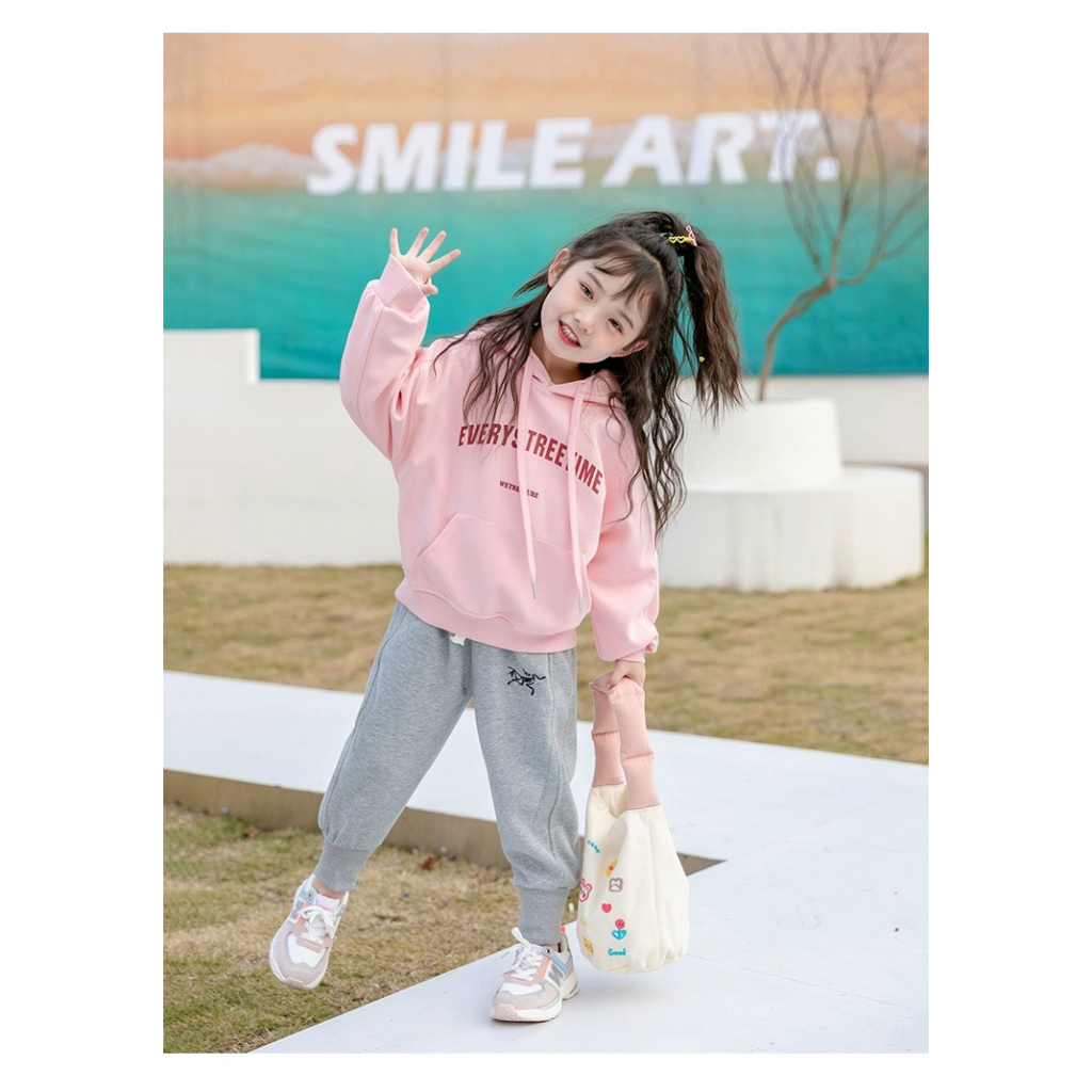 Áo nỉ hoodie, Áo nỉ bông in chữ 5D siêu xinh, dễ thương cho bé gái