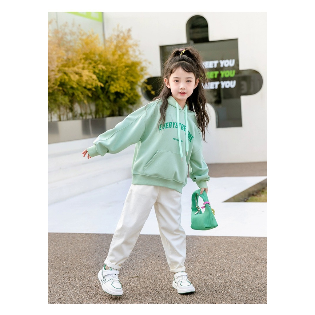 Áo nỉ hoodie, Áo nỉ bông in chữ 5D siêu xinh, dễ thương cho bé gái