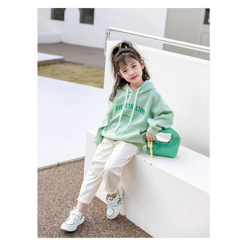 Áo nỉ hoodie, Áo nỉ bông in chữ 5D siêu xinh, dễ thương cho bé gái