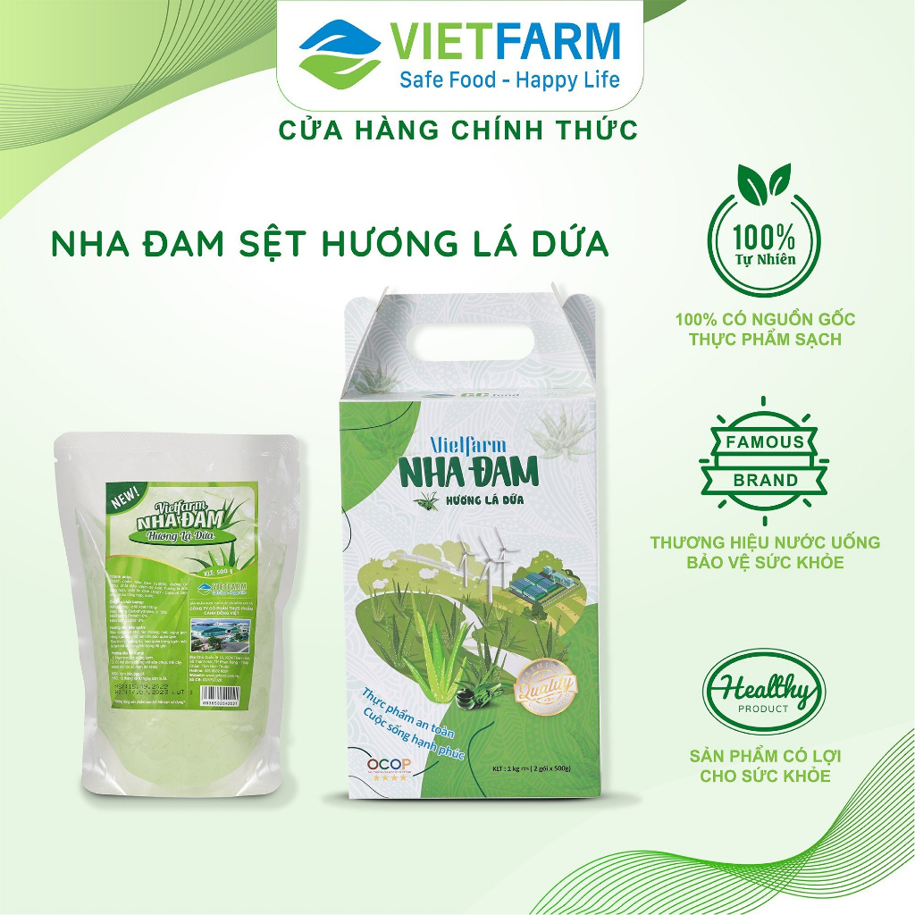 Thạch Nha Đam VIETFARM Sản Phẩm OCOP 4 sao Hương Lá Dứa 500gr
