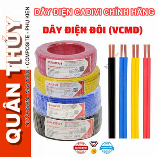 Dây Điện Đôi mềm 1 lớp Vcmd (2x0.5 - 2x0.75 - 2x1.0 - 2x1.5 - 2x2.5 mm) CADIVI [Bán CUỘN 100 MÉT - Màu ngẫu nhiên]