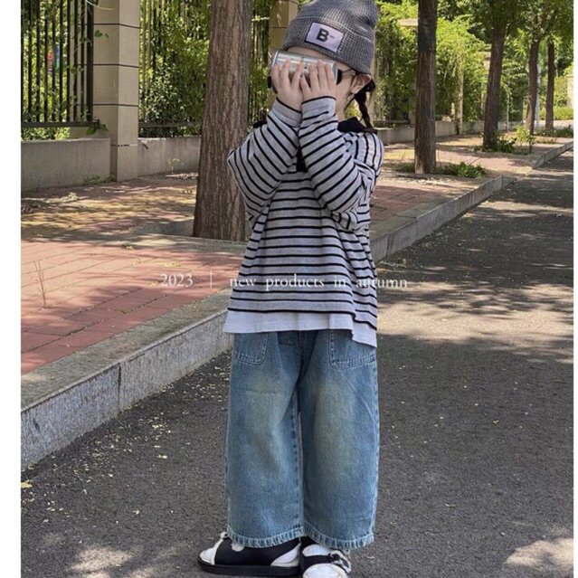 Áo polo len kẻ sọc mềm mịn cho bé trai bé gái hàn quốc 1-8T