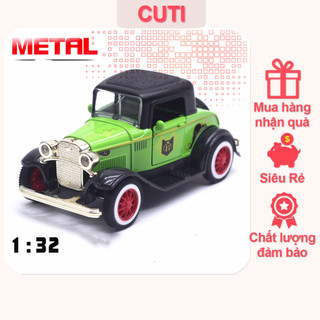 Xe mô hình đồ chơi ô tô cổ điển đúc kim loại tỷ lệ 1:32 chạy cót, mở được cửa, đồ chơi cuti