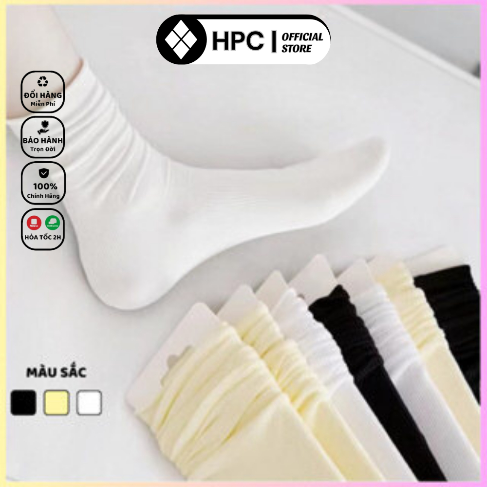 Tất Cổ Cao Nữ Tăm Trơn Mỏng Đơn Giản, Tất/Vớ Cao Cổ Nữ Thoáng Khí Khử Mùi Hàn Quốc