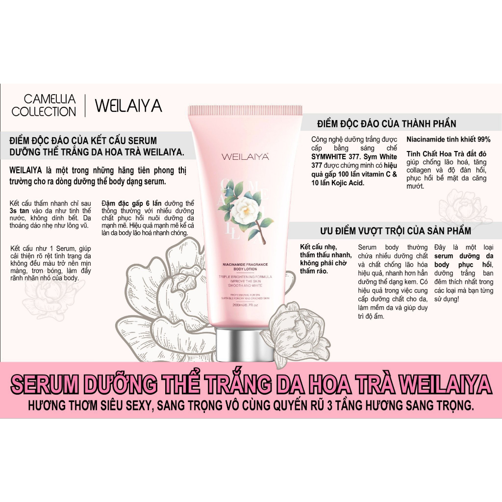 Sữa Dưỡng Thể Trắng Da Weilaiya Hương Nước Hoa Chai 200ml