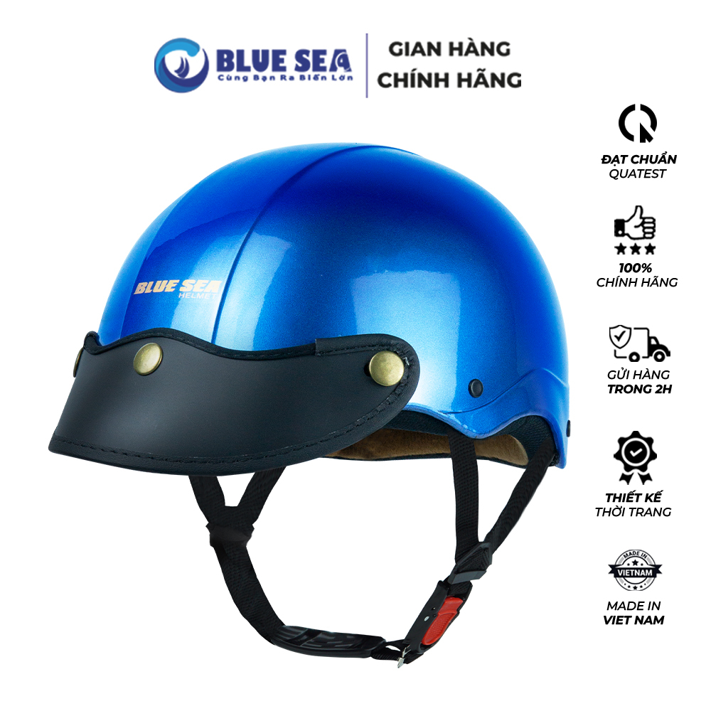 SALE HÈ | Mũ Bảo Hiểm 1/2 Nửa Đầu A104 - Blue Sea  - Chính hãng