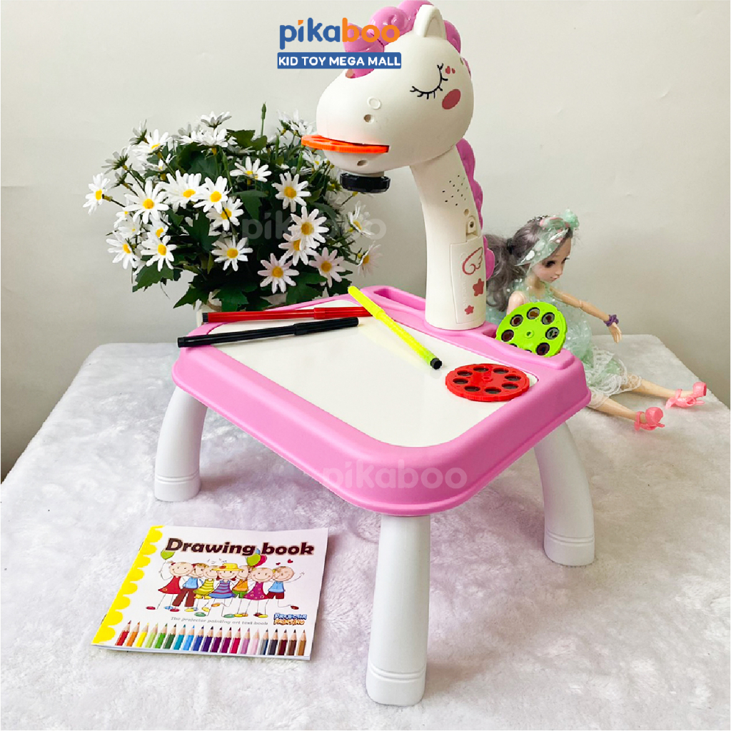 Bàn tập vẽ thông minh Pikaboo có máy chiếu hình ảnh cho bé tập tô vẽ sáng tạo làm từ chất liệu nhựa ABS an toàn cho trẻ