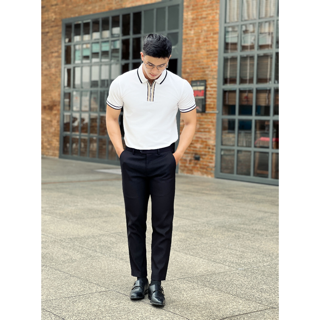 Áo Thun Polo Nam cổ bẻ Zippy trắng vải Cá Sấu Cotton cao cấp – HAFOS