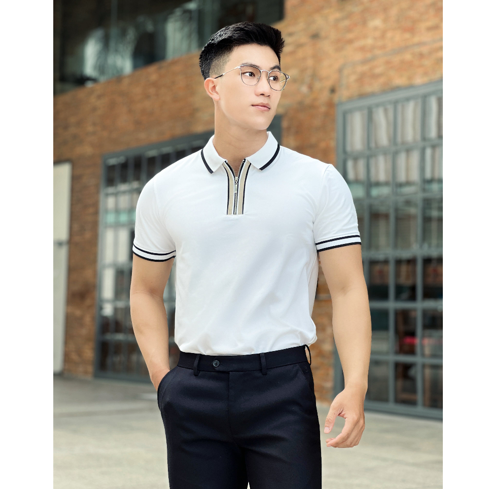 Áo Thun Polo Nam cổ bẻ Zippy trắng vải Cá Sấu Cotton cao cấp – HAFOS