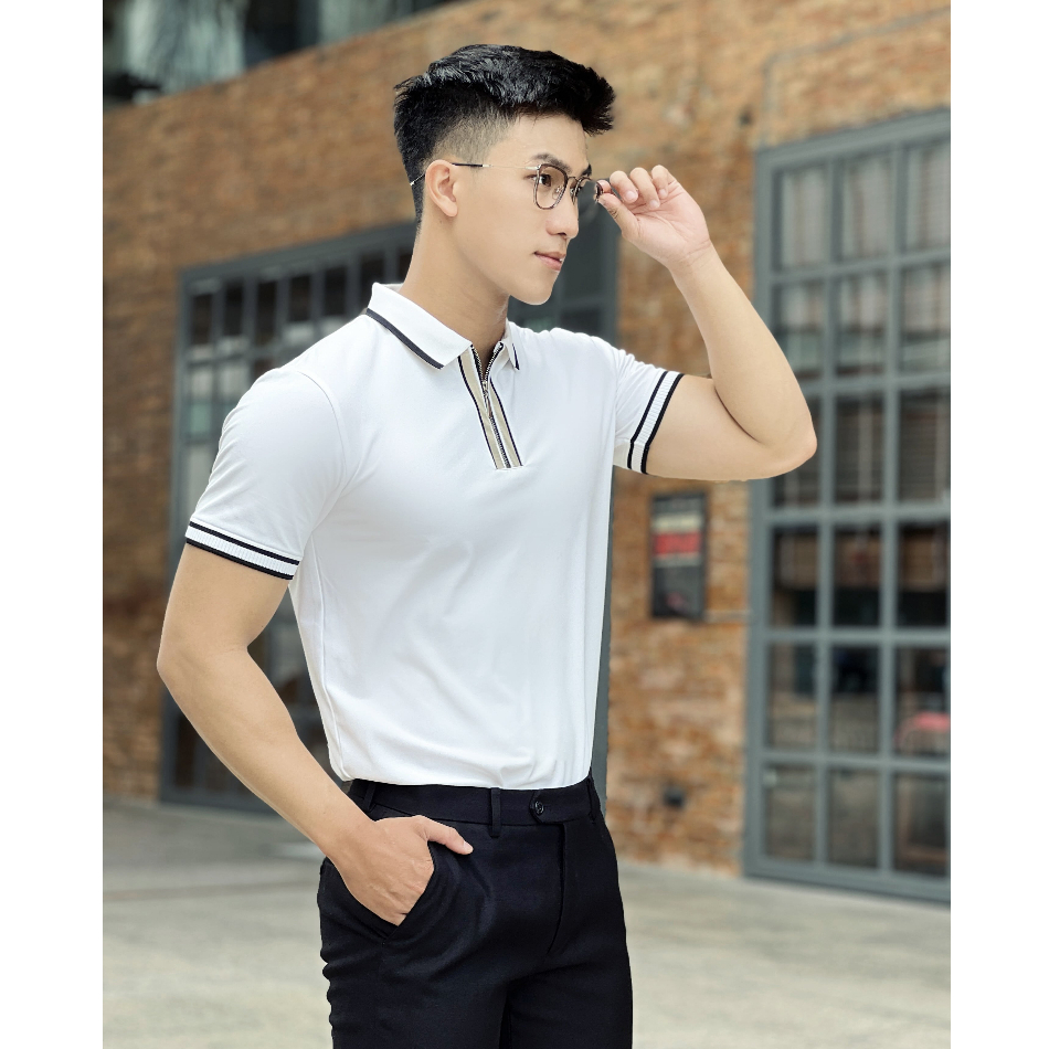 Áo Thun Polo Nam cổ bẻ Zippy trắng vải Cá Sấu Cotton cao cấp – HAFOS