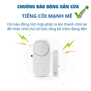 Chuông báo động chống trộm gắn cửa không dây, cảm ứng từ kêu to