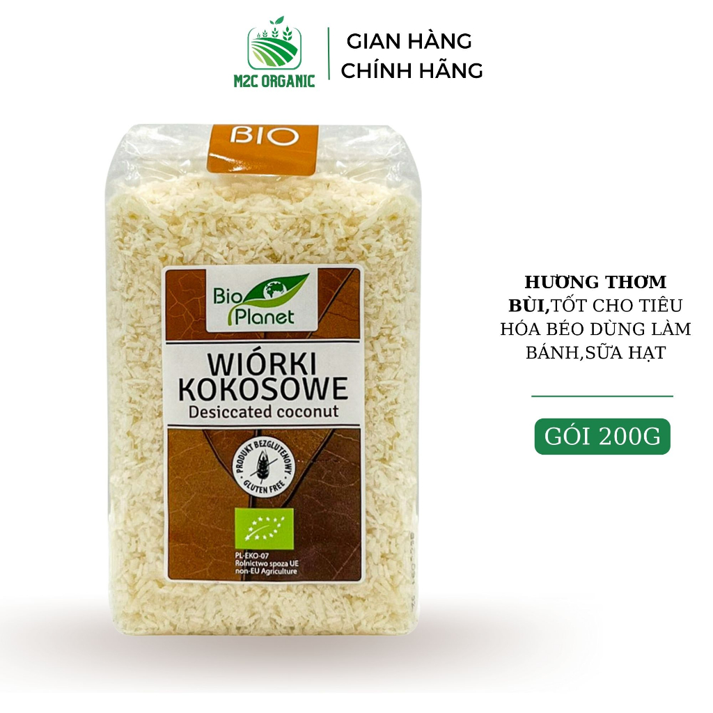 Vụn dừa hữu cơ Bio Planet 200g tạo độ thơm ngon cho  bánh,ăn vặt,làm sữa hạt