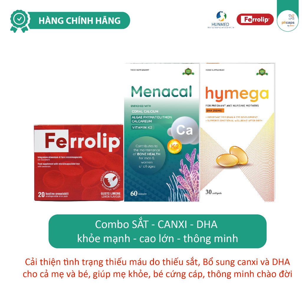 Bộ ba dưỡng chất Sắt - Canxi - DHA cho mẹ bầu, mẹ sau sinh, người trưởng thành