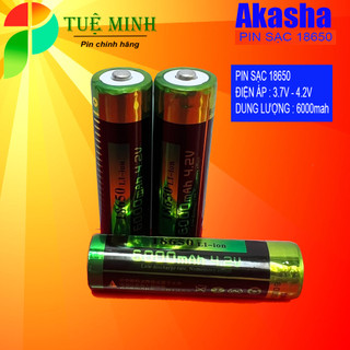 Pin sạc 18650 6000mah 4.2v akasha, pin sạc tốt, giá siêu rẻ