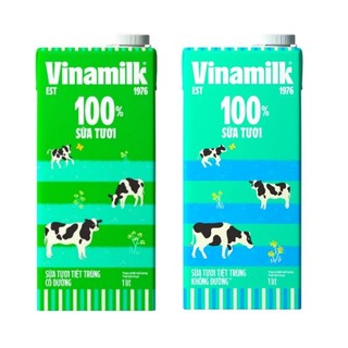 Sữa Tươi Tiệt Trùng Vinamilk 100% Có Đường / Không Đường Hộp Giấy 1L