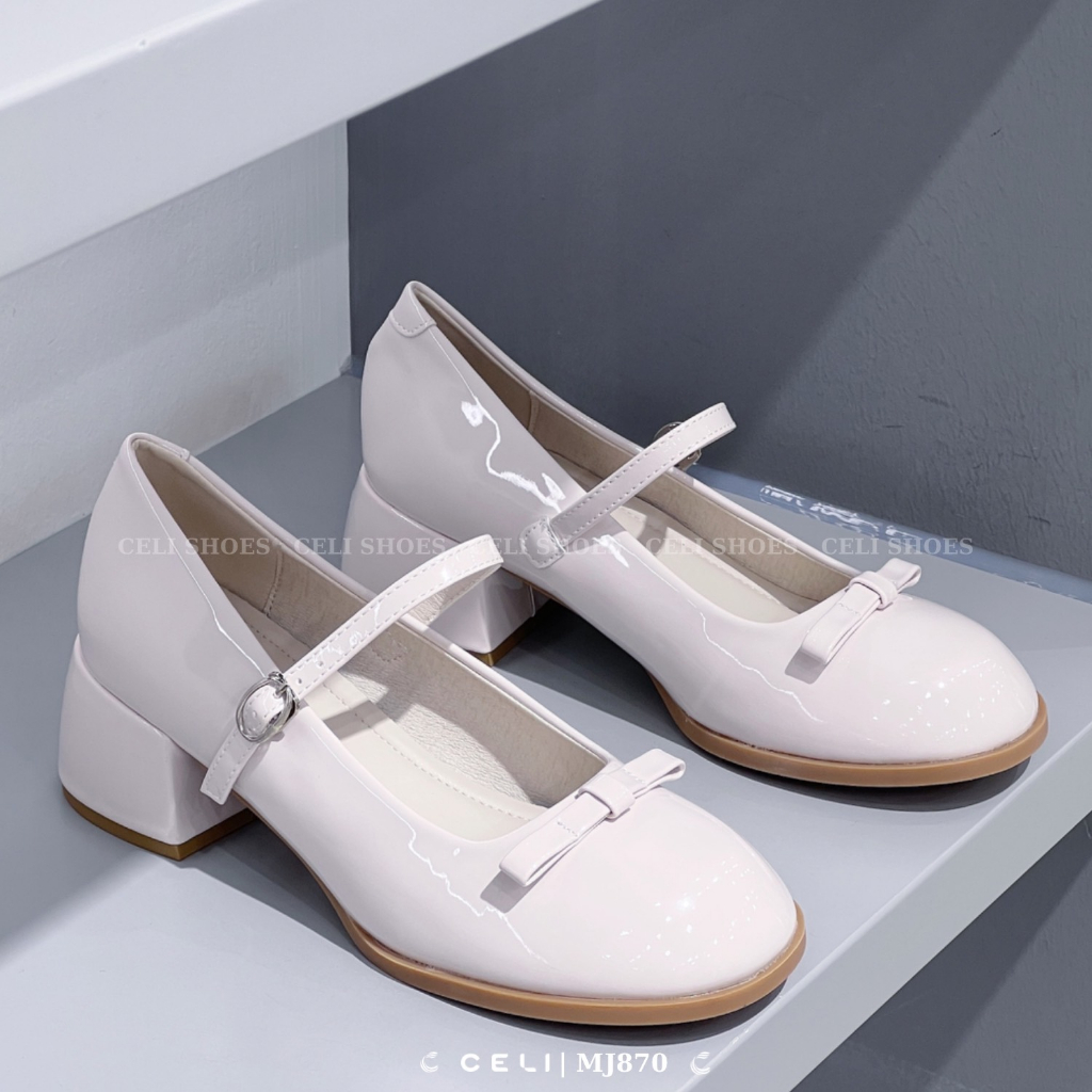 Giày marry jane nữ Celi Shoes 5p gót vuông da bóng MJ870