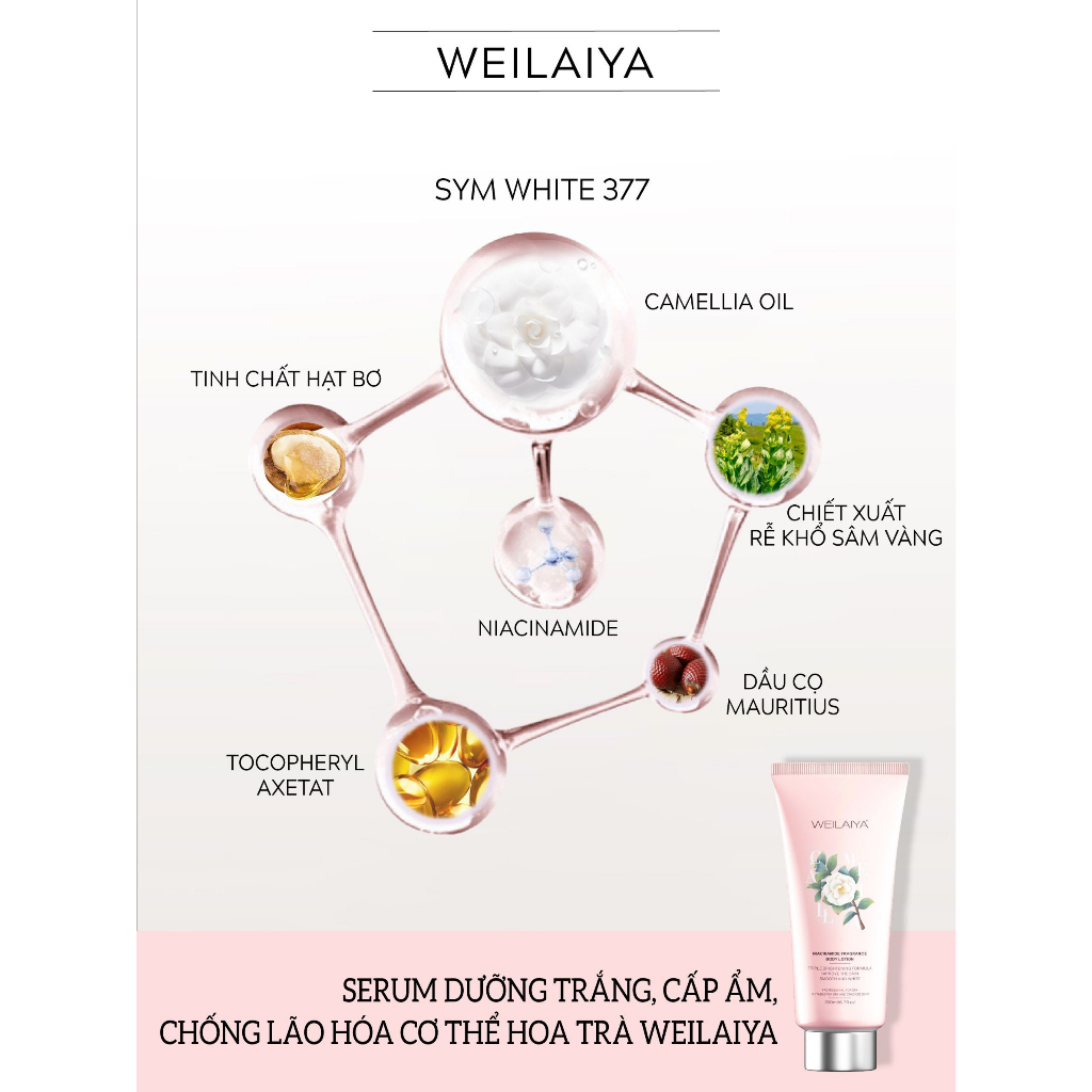 Dưỡng Thể Serum Dưỡng Trắng Da Hương Nước Hoa Camellia Weilaiya 200ml