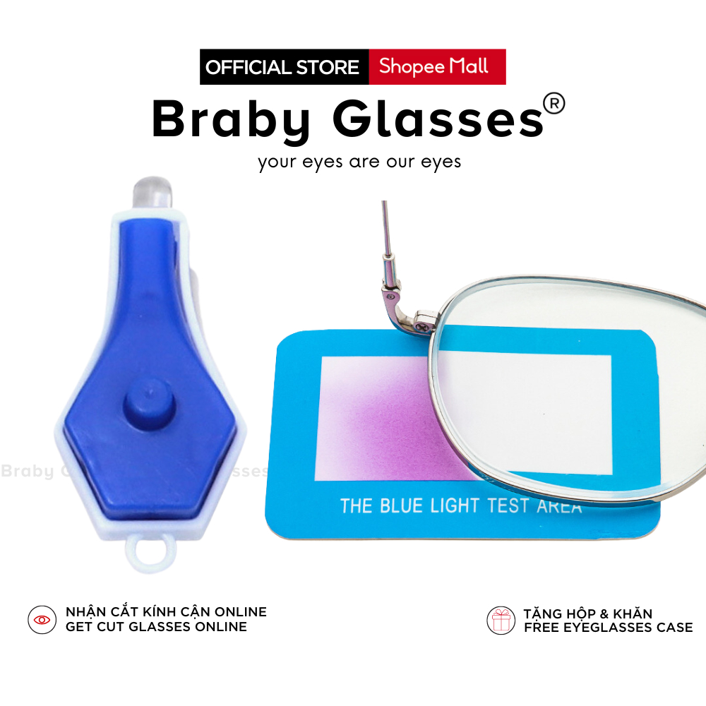 Bộ Kíp Test Chống Ánh Sáng Xanh Braby Glasses, Dụng Cụ Kiểm Tra Mắt Kính Chống Ánh Sáng Xanh PK07