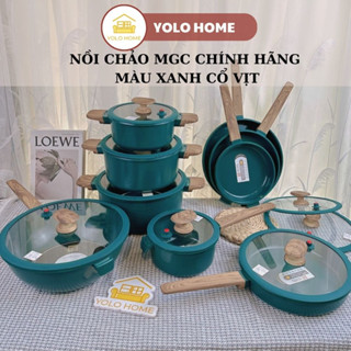 Bộ Nồi Chảo MGC Xanh Cổ Vịt Chống Dính Tuyệt Đối, Đun Được Mọi Loại Bếp