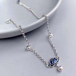 Lắc tay hoa sen xanh chuông bạc 925 Trang Sức Minh Tâm