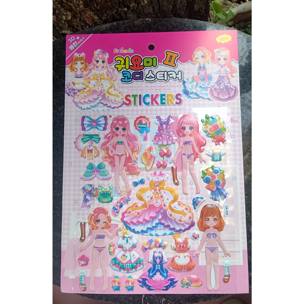 Tấm dán sticker 3D hoạt hình dễ thương cho bé trai, bé gái, sticker công chúa thay váy đáng yêu