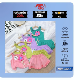  Quần áo bé Gái gắn hoa cực cute xinh xắn chất cotton Hàn thoáng mát hiệu nhà MiDuKid 